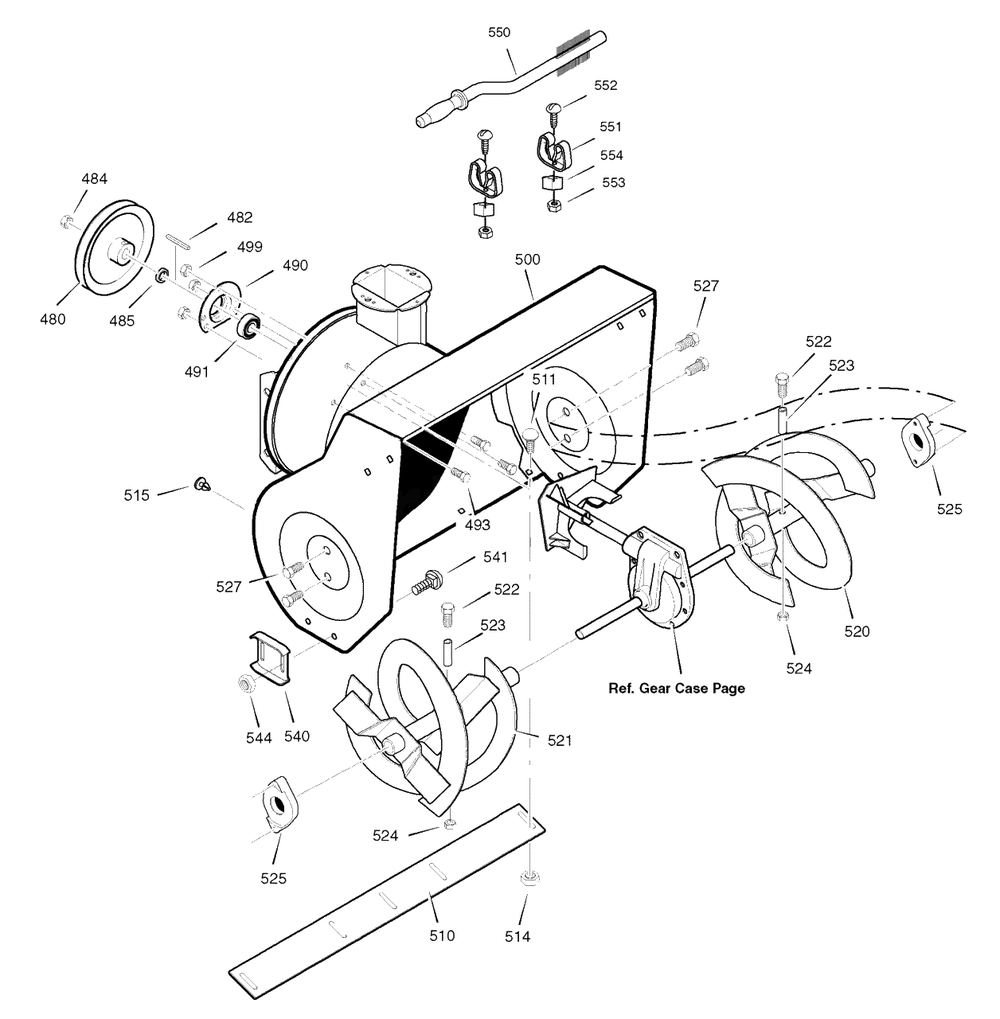 Auger Housing Diagram and Parts List for 6271100X83 (1695374)(2007) Briggs and Stratton Snow Blower